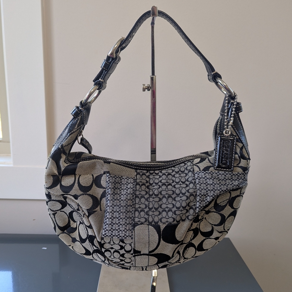 Coach Y2K Black Signature Patchwork Soho Hobo Shoulder Bag Mcbling